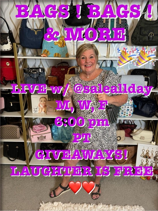 Other - LET’S PARTY! LIVE 🎉 BAGS,JEWELRY, CHARMS MENS 👜 M,W,F 7:00 MST 8:00 CT 9:00 ET
